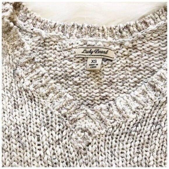 Lucky Brand Marled V-Neck Sweater Size XS, Beige, natural - Picture 5 of 8